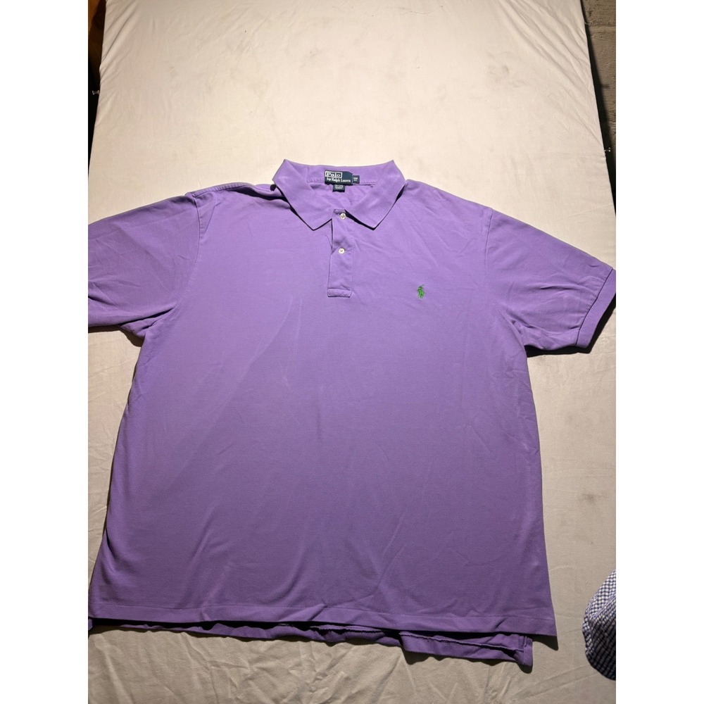 Polo Ralph Lauren Mens Purple Short Sleeve Pique Polo Shirt Big 3XB Green Pony